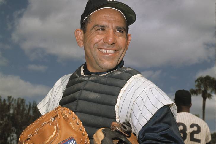 New York Yankee catcher Yogi Berra poses at spring training in Florida in an undated photo<br/> (AP)